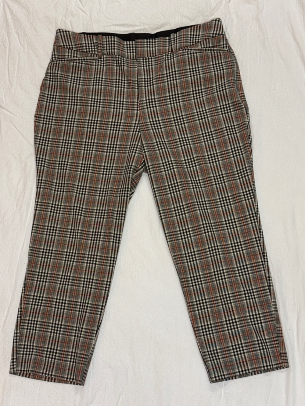 Ava & Viv Black, Brown & Orange Plaid Cropped Ankle Pants